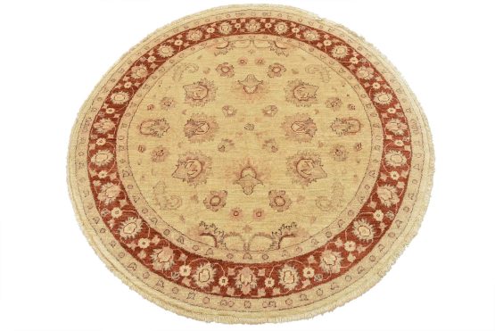 Ziegler Rug 5'1'' x 5'3'' Beige Wool Traditional Hand-Knotted Oriental Carpet