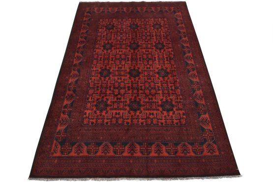 Turkmen Rug 6'8'' x 9'7'' Red Wool Tribal Hand-Knotted Oriental Carpet
