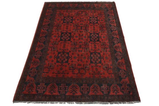 Turkmen Rug 5' x 6'6'' Red Wool Tribal Hand-Knotted Oriental Carpet