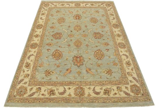 Ziegler Rug 8' x 10'4'' Blue Wool Traditional Hand-Knotted Oriental Carpet
