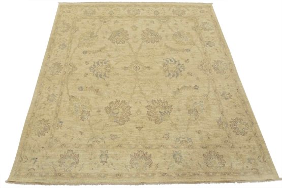 Ziegler Rug 6'1'' x 6'4'' Beige Wool Traditional Hand-Knotted Oriental Rug