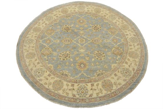 Ziegler Rug 6'2'' x 6'1'' Blue Wool Traditional Hand-Knotted Oriental Carpet