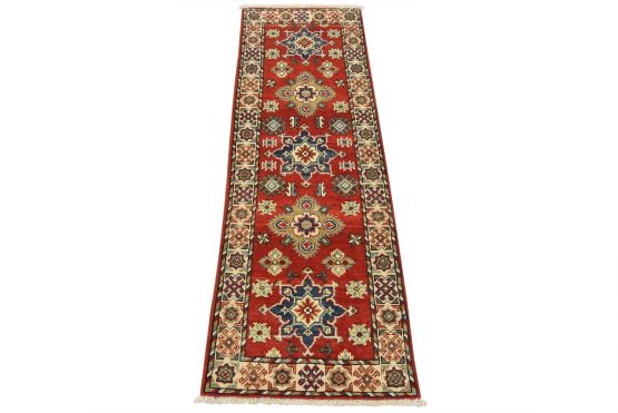 Kazak Runner 2' x 5'11'' Red Wool Tribal Hand-Knotted Oriental Rug