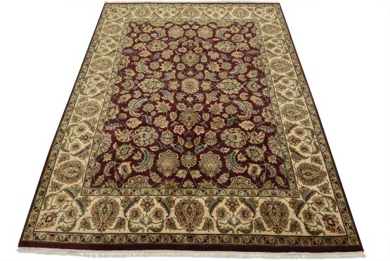 Agra Rug 8'2'' x 10'3'' Red Wool Traditional Hand-Knotted Oriental Carpet