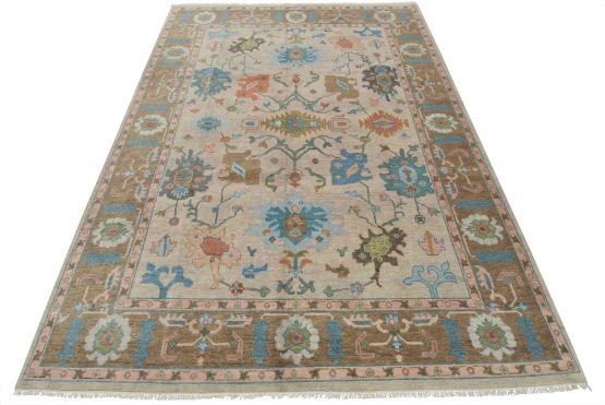 Oushak Rug 8'11'' x 12'3'' Gray Wool Traditional Hand-Knotted Oriental Carpet
