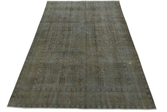 Tabriz Rug 10'1'' x 12'9'' Blue Wool Vintage Overdyed Hand-Knotted Carpet