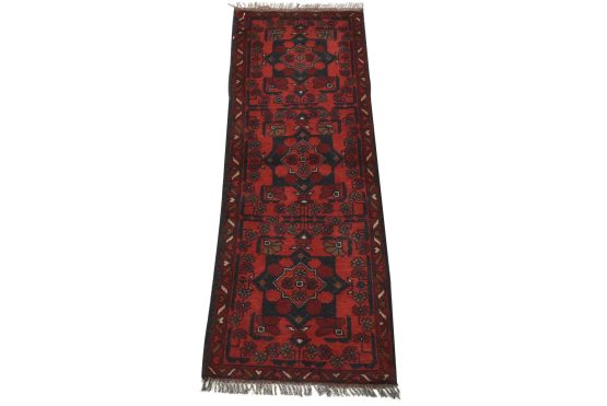Turkmen Runner 1'9'' x 4'9'' Red Wool Tribal Hand-Knotted Oriental Rug