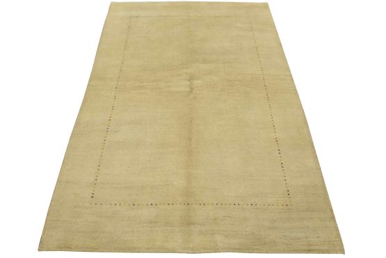 Gabbeh Rug 5'5'' x 7'8'' Beige Wool Contemporary Hand-Knotted Area Carpet