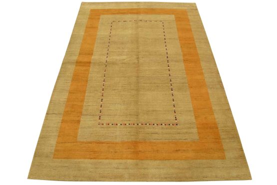 Gabbeh Rug 5'8'' x 7'10'' Beige Wool Contemporary Hand-Knotted Carpet