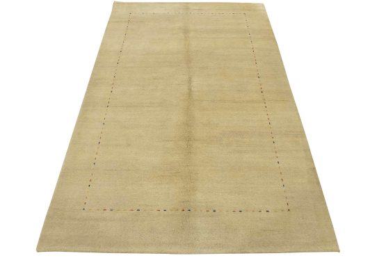 Gabbeh Rug 5'5'' x 7'11'' Beige Wool Contemporary Hand-Knotted Carpet