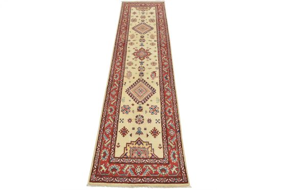 Kazak Runner 2'8'' x 10' Beige Wool Tribal Hand-Knotted Oriental Rug