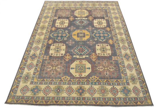 Kazak Rug 8'2'' x 10'2'' Gray Wool Tribal Hand-Knotted Oriental Carpet