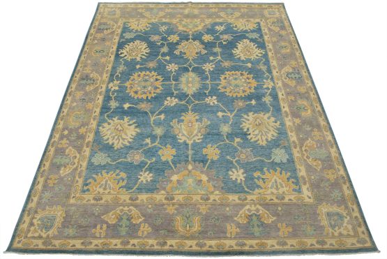Caucasian Rug 8'3'' x 9'10'' Blue Wool Traditional Hand-Knotted Oriental Carpet