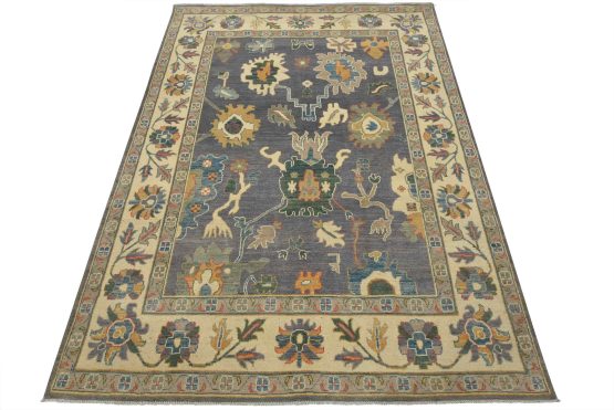 Anatolia Rug 5'9'' x 7'10'' Purple Wool Traditional Hand-Knotted Oriental Carpet