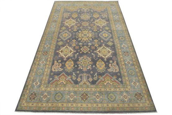 Kazak Rug 6'7'' x 9'10'' Purple Wool Tribal Hand-Knotted Oriental Carpet