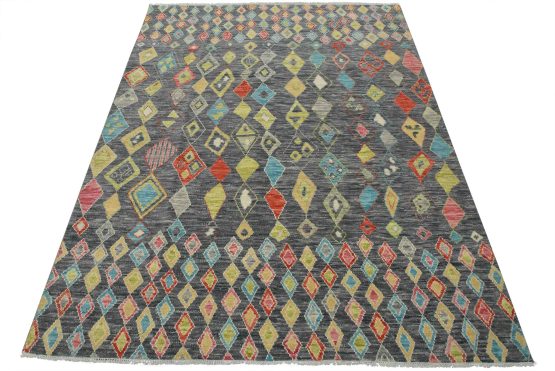 Moroccan Rug 8' x 10'2'' Gray Wool Contemporary Hand-Knotted Area Carpet