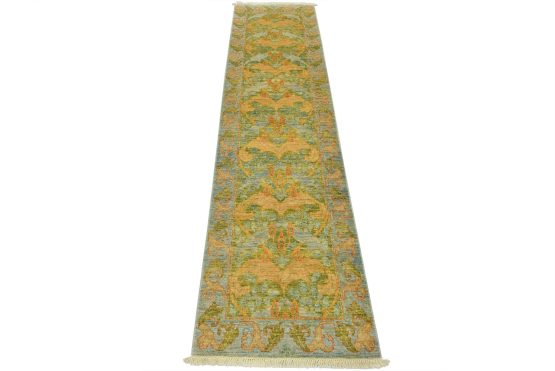 William Morris Runner 2'7'' x 9'10'' Blue Wool Traditional Hand-Knotted Oriental Rug