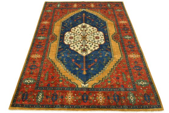 Heriz Ziegler Rug 8'1'' x 9'11'' Blue Wool Traditional Hand-Knotted Carpet