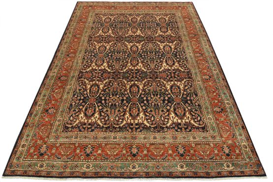 Ziegler Rug 9'1'' x 11'10'' Blue Wool Traditional Hand-Knotted Oriental Carpet