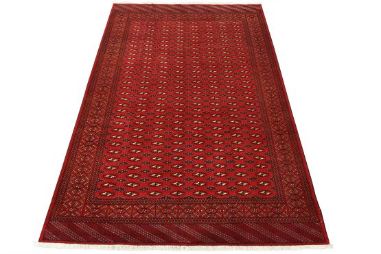 Turkmen Rug 6'10'' x 9'7'' Red Wool Vintage Tribal Hand-Knotted Oriental Carpet