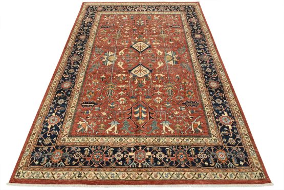 Heriz Ziegler Rug 8'9'' x 11'10'' Red Wool Traditional Hand-Knotted Carpet