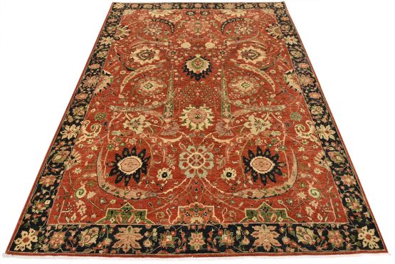 Ziegler Rug 9'4'' x 11'10'' Red Wool Traditional Hand-Knotted Oriental Carpet