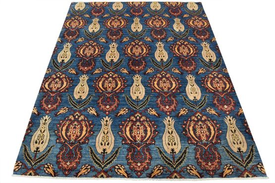 Ziegler Rug 8'2'' x 9'10'' Blue Wool Traditional Hand-Knotted Oriental Carpet