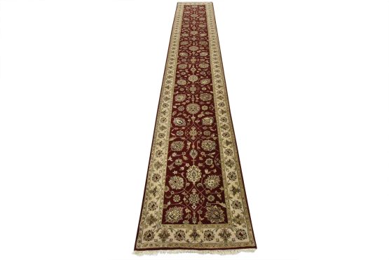 Jaipur Runner 2'8'' x 16'1'' Red Wool Traditional Hand-Knotted Oriental Rug