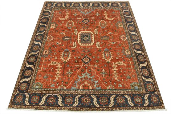 Heriz Ziegler Rug 10'1'' x 11'10'' Orange Wool Traditional Hand-Knotted Carpet