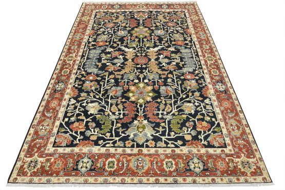 Ziegler Rug 9'1'' x 12'3'' Blue Wool Traditional Hand-Knotted Oriental Carpet