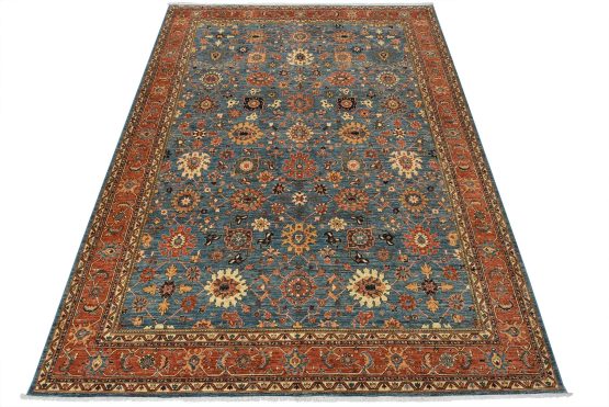 Ziegler Rug 10'2'' x 13'6'' Blue Wool Traditional Hand-Knotted Oriental Carpet
