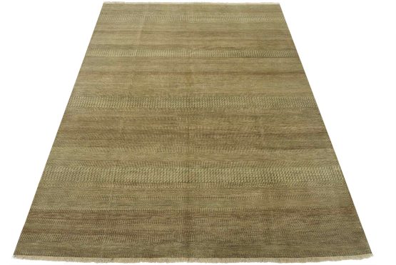 Fine Contemporary Rug 8' x 10' Gray Brown Wool Hand-Knotted Carpet