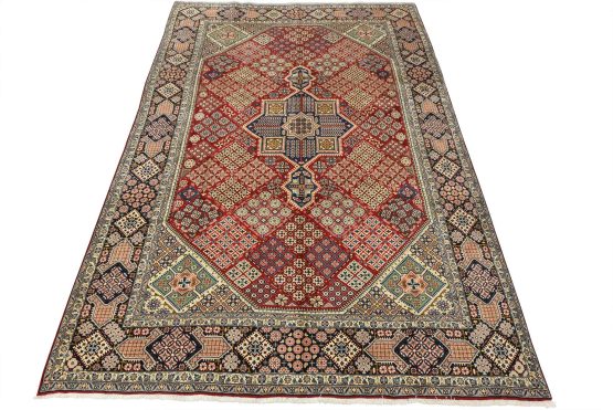 Kashan Rug 9'8'' x 13'10'' Red Wool Vintage Traditional Hand-Knotted Carpet