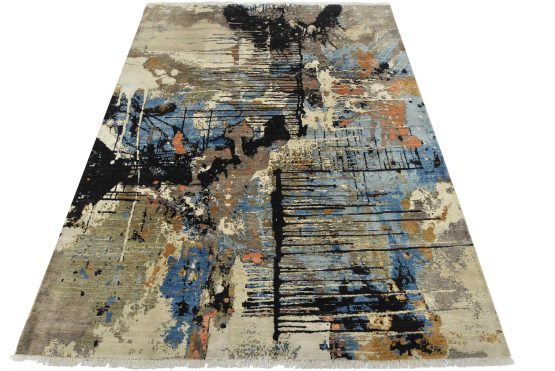 Fine Abstract Rug 7'11'' x 10'3'' Multicolor Wool Hand-Knotted Carpet