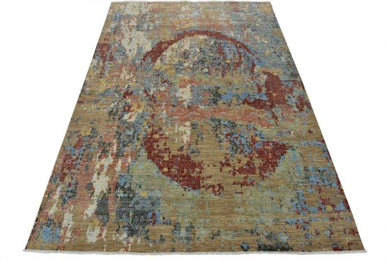 Fine Modern Rug 10' x 14' Multicolor Wool Hand-Knotted Oriental Carpet