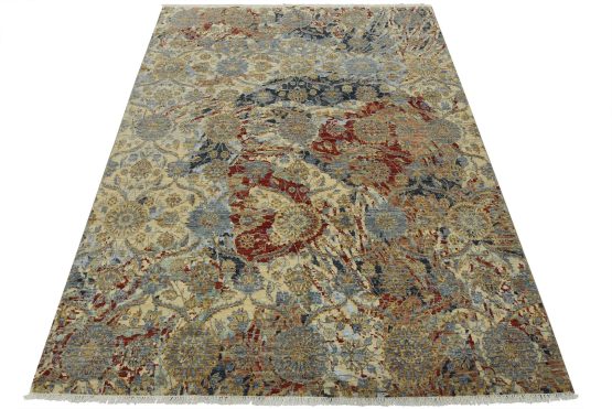 Modern Rug 7'11'' x 10'1'' Multicolor Wool Hand-Knotted Oriental Carpet