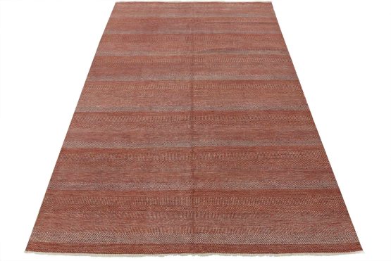 Fine Contemporary Rug 10' x 14'3'' Red Wool Hand-Knotted Carpet