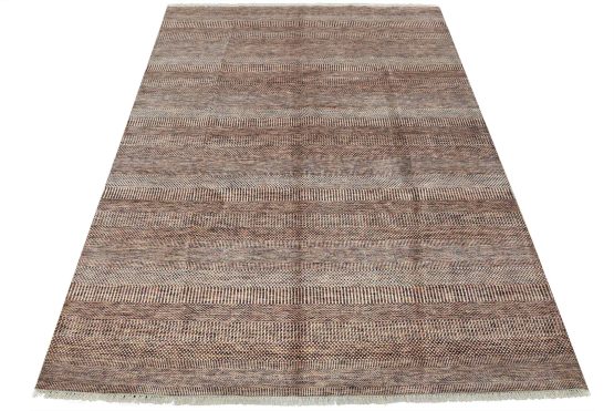 Fine Contemporary Rug 8'1'' x 10'4'' Brown Wool Hand-Knotted Carpet