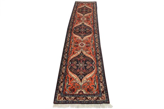 Mahal Runner 2'8'' x 11'2'' Orange Wool Vintage Traditional Hand-Knotted Rug