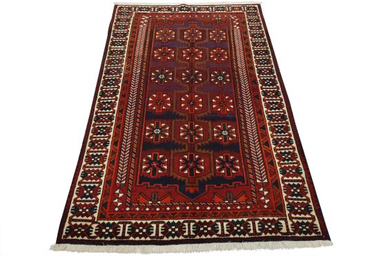 Luri Rug 4'11'' x 7'1'' Blue Wool Vintage Tribal Hand-Knotted Oriental Carpet