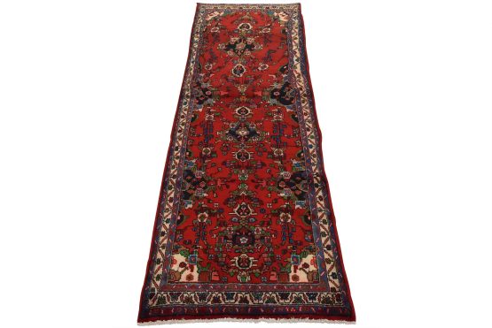 Malayer Runner 3'7'' x 9'4'' Red Wool Vintage Traditional Hand-Knotted Rug