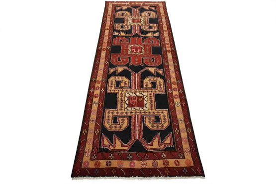Ardabil Runner 3'9'' x 9'7'' Blue Wool Vintage Tribal Hand-Knotted Oriental Rug