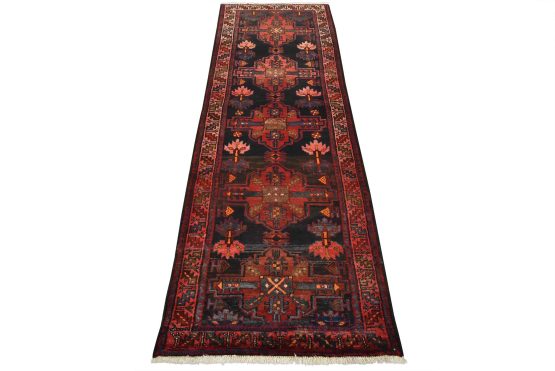 Zanjan Runner 3'5'' x 9'7'' Blue Wool Semi-Antique Tribal Hand-Knotted Rug