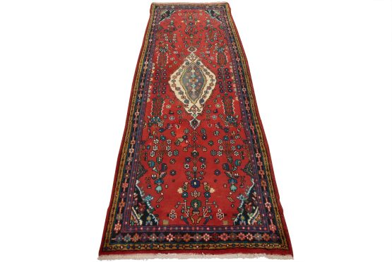 Malayer Runner 3'10'' x 9'9'' Red Wool Vintage Tribal Hand-Knotted Oriental Rug