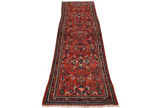 Malayer Runner 3'5'' x 9'3'' Red Wool Semi-Antique Traditional Hand-Knotted Rug