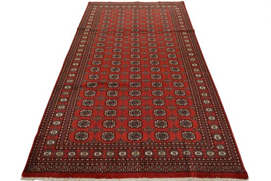 Bokhara Rug 6'5'' x 10' Red Wool Tribal Hand-Knotted Oriental Carpet