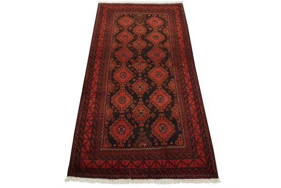 Baloch Rug 3'5'' x 6'5'' Black Wool Vintage Tribal Hand-Knotted Oriental Carpet
