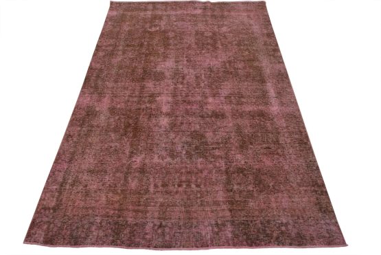 Tabriz Rug 7'5'' x 10'8'' Pink Wool Vintage Distressed Hand-Knotted Carpet