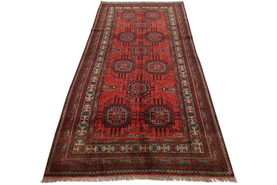 Baloch Rug 5'4'' x 9'7'' Red Wool Vintage Tribal Hand-Knotted Oriental Carpet