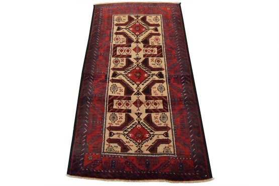 Baloch Rug 2'11'' x 5'5'' Brown Wool Vintage Tribal Hand-Knotted Oriental Carpet